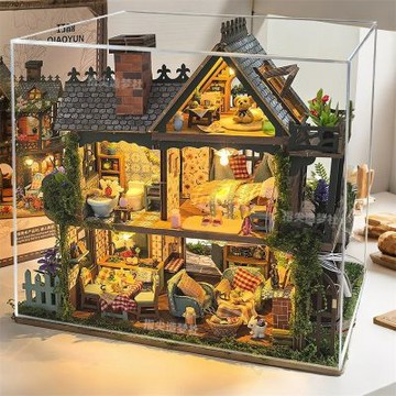 diy小屋別墅模型擺件 精靈花園手工3d立體拼圖微縮模型擺件
