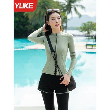 泳衣女士2025新款游泳防曬三件套保守分體長袖長褲沖浪游泳館專用