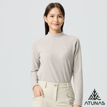 【ATUNAS 歐都納】女款經典保暖圓領衫A2TS2542W灰/刷絨/柔軟親膚/彈性佳/都會休閒