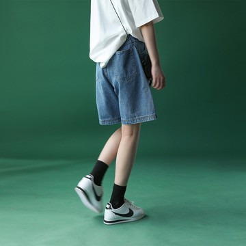 牛仔短褲女薄五分褲夏季2021新款高腰寬松直筒顯瘦ins潮闊腿中褲