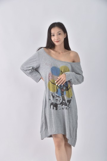 (M) davonine棉質純棉灰色洋裝