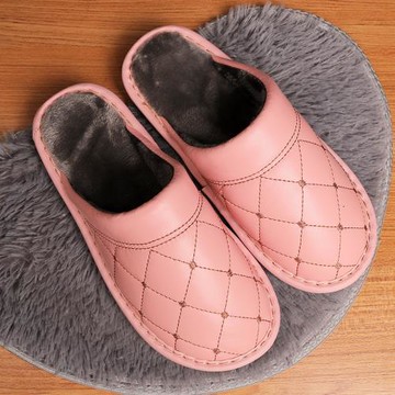 秋冬季真皮棉拖鞋男家用室內防滑居家地板保暖家居羊皮拖鞋女冬天