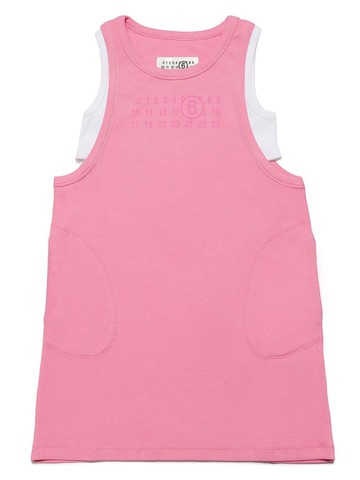MM6 Maison Margiela Kids - double-layer sleeveless dress - kids - Cotton/Spandex/Elastane - 4 yrs - Pink