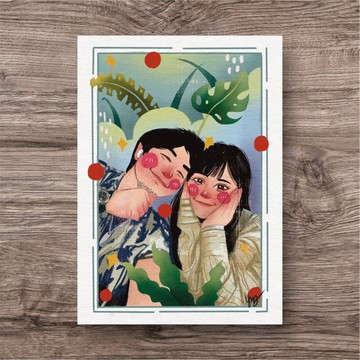 【情人節日禮物】似顏繪紀念禮物卡片-插畫風格卡片/A4卡片+情人