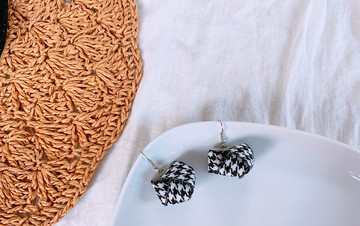 解不開的結 | 千島格紋緞帶耳環 耳夾