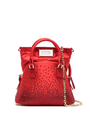 Maison Margiela - crystal-embellished tote bag - women - Crystal/Sheepskin/Viscose/Silk/Zinc/Aluminium/Copper - One Size - Red