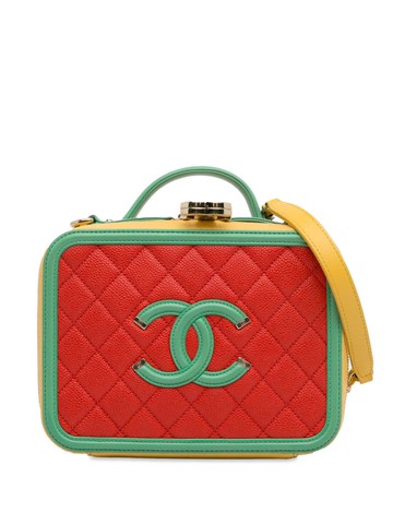 CHANEL Pre-Owned - 2019 Medium CC Caviar Filigree Vanity Case satchel - women - Caviar Leather - One Size - Multicolour