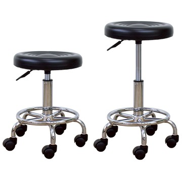 頂堅 高級皮革椅面(活動輪)旋轉工作椅/升降吧台椅/會客洽談椅/休閒餐椅/診療美容椅/專櫃台椅(黑色)