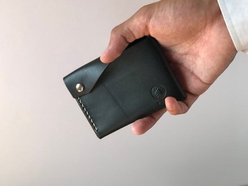 Pinkoi 代購 - 栃木皮革多口袋手工縫製卡包黑油面