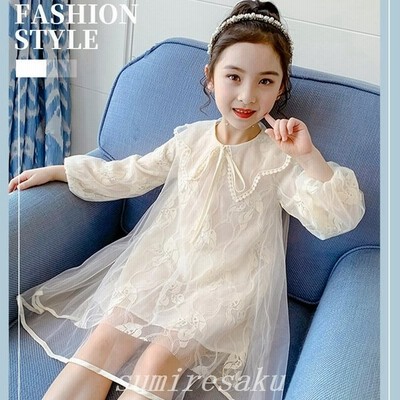 ワンピースキッズ子供服春夏女の子ガールズ長袖おしゃれかわいい無地レース22新作子供ファッション子ども服旅行 通販 Lineポイント最大get Lineショッピング