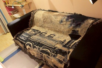 工業風美式復古火車創意掛毯咖啡店酒吧裝飾畫毯VINTAGE背景墻飾