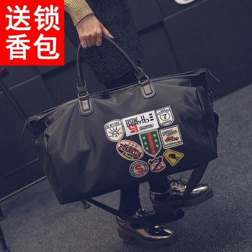 韓版短途旅行包女男徽章旅行袋旅游包大容量行李包健身包潮登機包