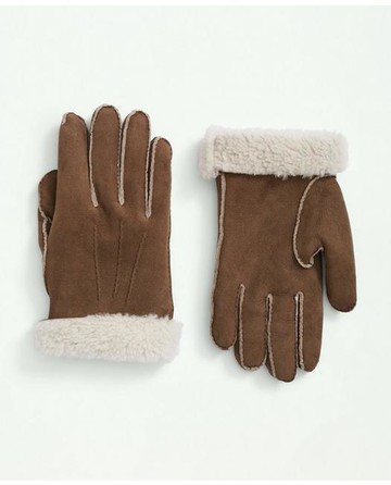 Brooks Brothers Men's Shearling Sheepskin Gloves | Medium Beige | Size Large