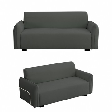 【IDEA】療癒系飽滿短絨三人沙發/布沙發(雙色任選)灰色