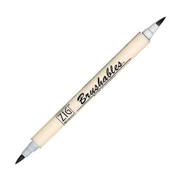 【Kuretake 日本吳竹】ZIG 雙色軟筆刷麥克筆 銀灰色 MS-7700-091