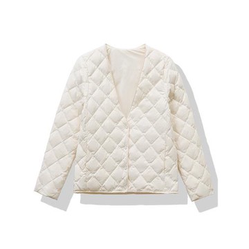 95白鴨絨菱格羽絨服女輕薄短款大衣內搭秋冬V領內膽修身保暖打底