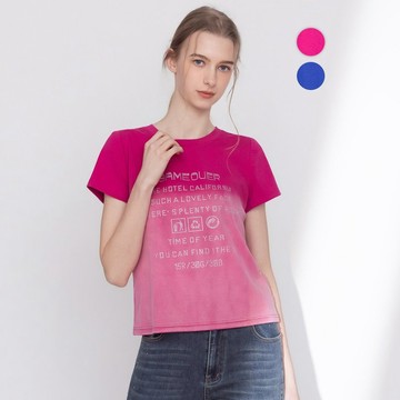 【MEDUSA】水鑽字母水洗漸層棉T - 2色(M-XL) | 女短袖T恤 水鑽T