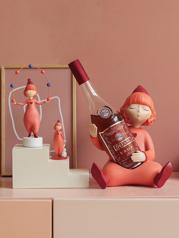 精靈創意客廳酒柜玄關裝飾品擺件現代簡約輕奢紅酒瓶架置物架北歐