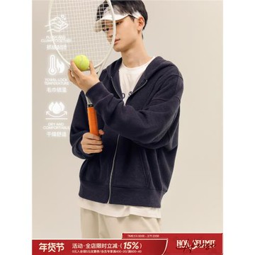 呂小虎ACTUP 美式休閑連帽開衫衛衣男春季分割結構基礎情侶款外套