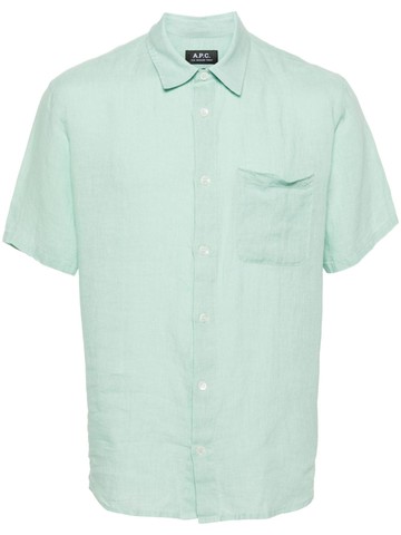 A.P.C. - Bellini linen shirt - men - Linen/Flax - XL - Green