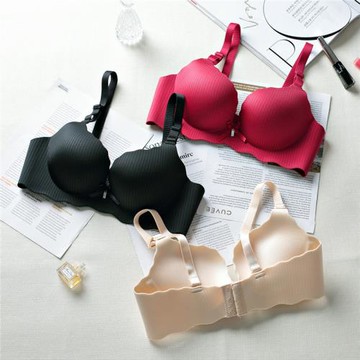 加厚款無鋼圈超厚上托顯大內衣女小胸平胸專用聚攏一片式無痕文胸