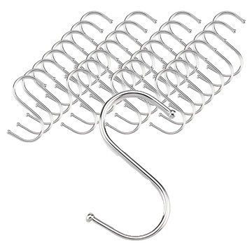 不鏽鋼S型掛勾 門後掛勾 牆壁掛勾 多用途掛勾組  銀色款中號  30個