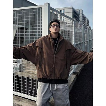 美式飛行員夾克男秋季新款潮牌蝙蝠袖外套休閒寬鬆防風工裝衝鋒衣