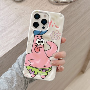 iPhone17ProMax質感隕石保護殼 呆呆吐舌頭派大星 蘋果16 15 14 13 12精準大孔孔位 防撞防摔軟殼