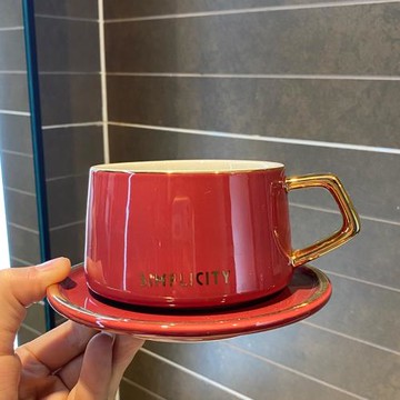 輕奢生活陶瓷咖啡杯歐式會所花茶杯子下午茶水杯描金帶勺杯架組合