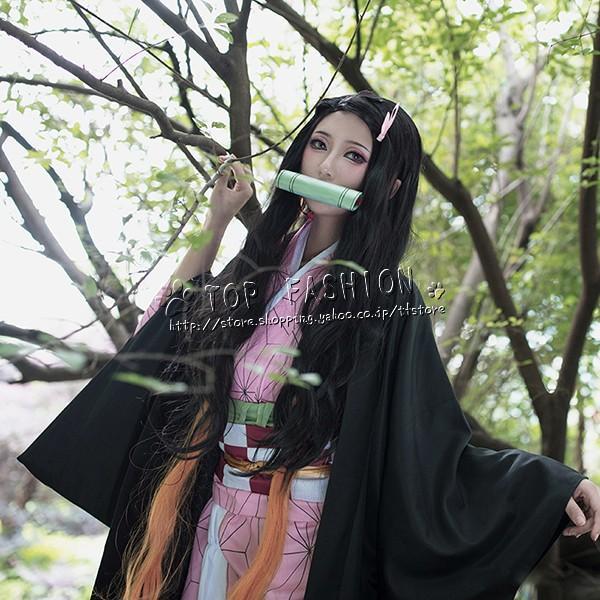 鬼滅の刃 風 竈門禰豆子 コスプレ衣装 着物 ウィッグ cosplay 仮装