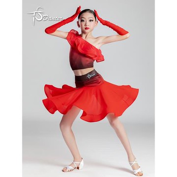 新款兒童拉丁舞表演服專業練功練習服洋氣網紅套裝高檔喜慶演出服