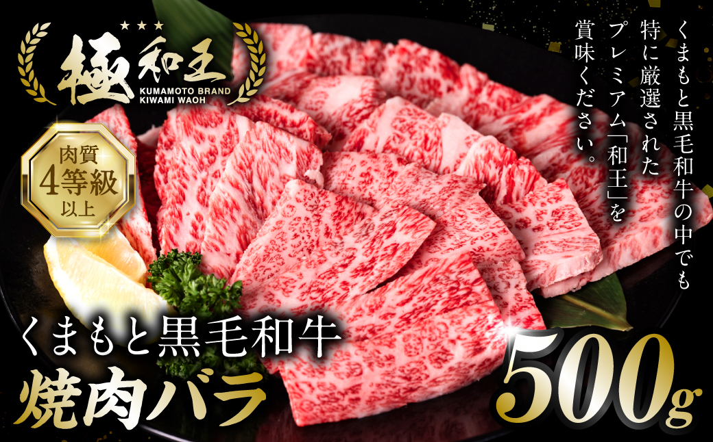 極和王シリーズ くまもと黒毛和牛 焼肉バラ 500g 熊本県産 牛肉