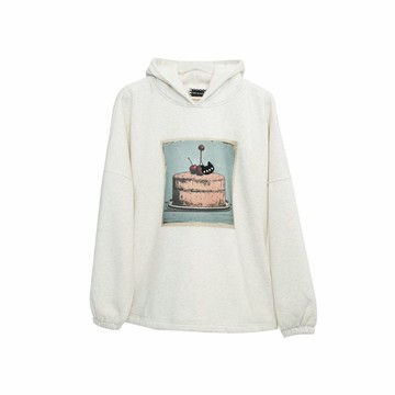 CHERRY CAT 貓生活 寬版 連帽T 中性 by Toby Black