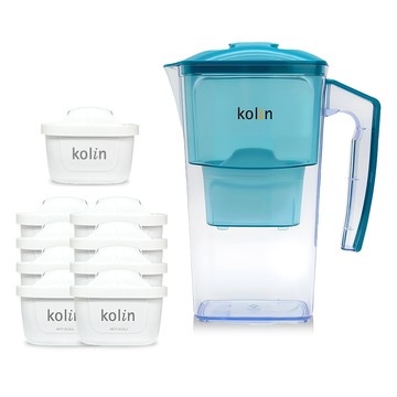 Kolin 歌林 濾水壺 + 四重濾芯 + 五重淨垢濾芯 8個 Brita 適用  地平線綠  1套