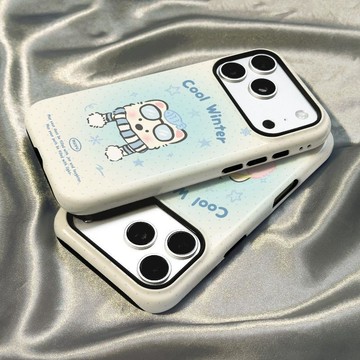 冬日小貓小狗防摔iPhone17PROMAX手機殼16Plus蘋果1514韓版二合一