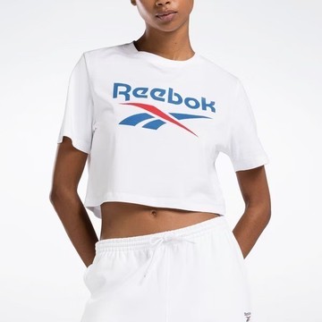 Reebok Ri Bl Crop Tee 女 短袖 上衣 短版T恤 運動 休閒 舒適 白 藍 [100037592]