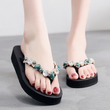 平底拖鞋女夏厚底防滑人字拖坡跟外穿時尚夾腳涼拖百搭網紅沙灘鞋