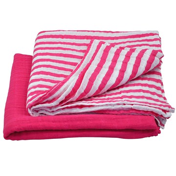 美國 green sprouts 小綠芽 - 有機棉細紗浴巾/包巾2入組-桃紅組