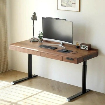 免運 公司貨 包安裝 電動升降桌 黑胡桃木色升降電腦桌全自動實木升降書桌智能電腦桌辦公桌可升降 可開發票 全館八折 工廠現貨直銷 新品特價 h11213