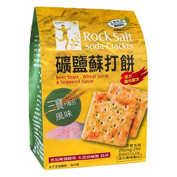 正哲生技 礦鹽蘇打餅  三寶海苔風味  添加啤酒酵母  大豆卵磷脂  胚芽  365g  1包