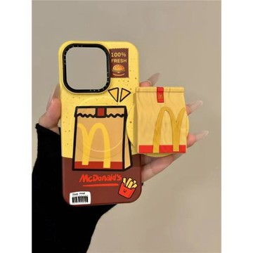 雨檸創意撞色潑墨漢堡薯條包裝磁吸適用iphone17promax蘋果16手機殼15M記小眾個性創意14防摔保護套