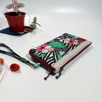 【竹籬花】三合一隨身拉錬包/手機包/散步包