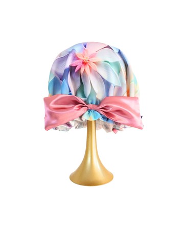 日本絲綢睡帽8歲-成人美人魚絲綢花朵睡帽絲帶美人魚生日禮物自我護理美容護髮