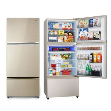 聲寶605公升三門變頻琉璃金微凍結冰箱SR-F61GDV-Y8