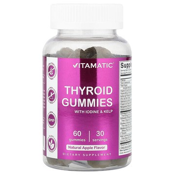 Vitamatic, 含碘和海帶的甲狀腺支援軟糖，蘋果味，60 粒軟糖