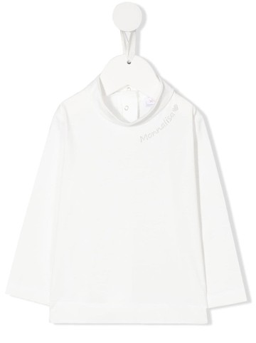 Monnalisa - rhinestone-logo mock-neck T-Shirt - kids - Cotton - 6 - White