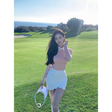 Regolf氣質運動長袖春夏純色polo領女高爾夫套裝女裝半身裙網球裙