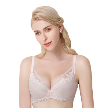 SWEAR 思薇爾 輕醇BRA系列 C-F罩 軟鋼圈 涼感 蕾絲 包覆 女內衣 (嬰兒粉)