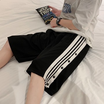 【M世代】運動休閒風 條紋內鬆緊抽繩 輕薄速乾短褲五分褲休閒短褲 棉褲(CWL283)