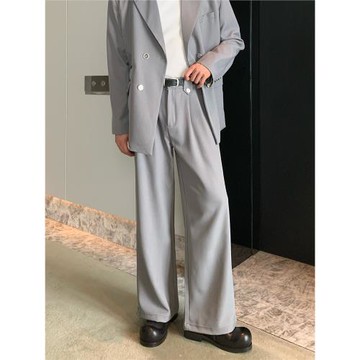 cuibuju 韓式簡約休閑直筒垂感西裝 百搭流行寬松休閑長褲男